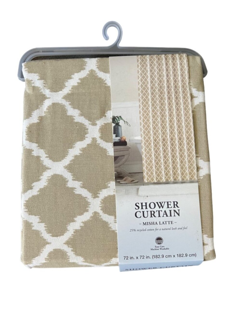 Misha Latte Diamond Pattern Shower Curtain